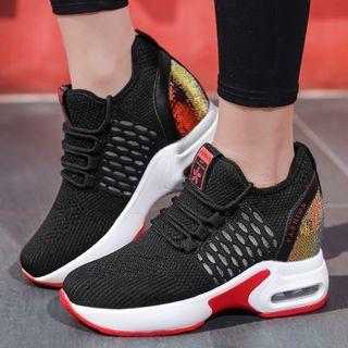 Platform Sequined Mesh Sneakers