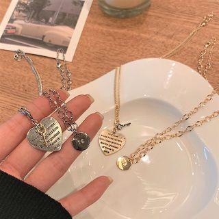 Set: Heart / Disc Pendant Alloy Necklace
