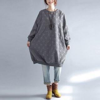 Long-sleeve Dotted Loose-fit Dress