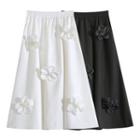 Floral Accent Midi A-line Skirt