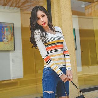 V-neck Multicolor Knit Top
