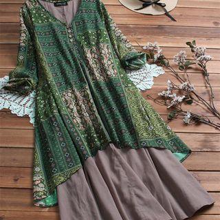 Ethnic Print Wide Large Size Dress