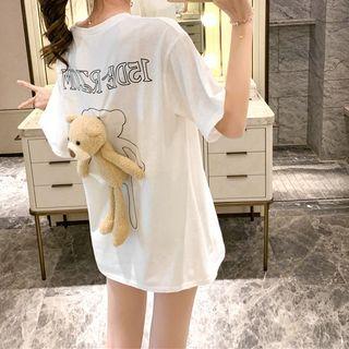 Cartoon Bear Short-sleeve Long Top