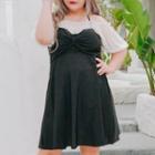 Set: Short-sleeve Two Tone Swim Dress + Shorts