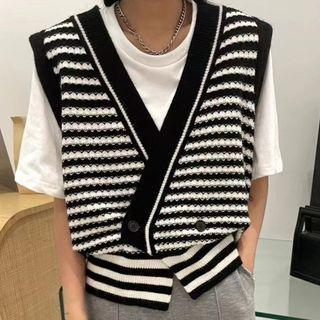 Striped Panel Sweater Vest