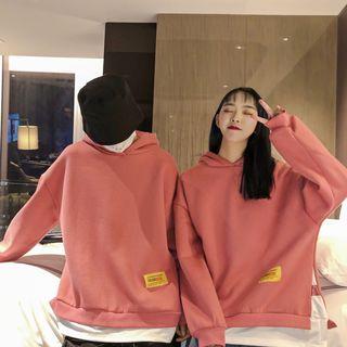 Mock Two Piece Applique Hooded Pullover