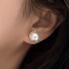 Faux Pearl Rhinestone Earring Type A - 1 Pair - Off-white - One Size