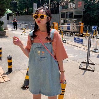 Floral Denim Overall Dress