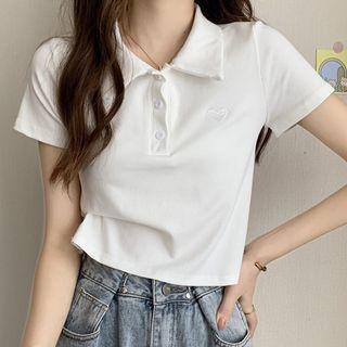 Heart Embroidered Cropped Top