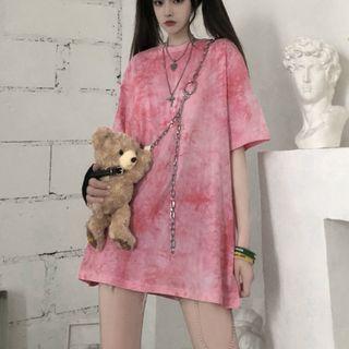 Tie Dye Short-sleeve T-shirt Pink - One Size
