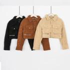 Cropped Fleece Biker Jacket