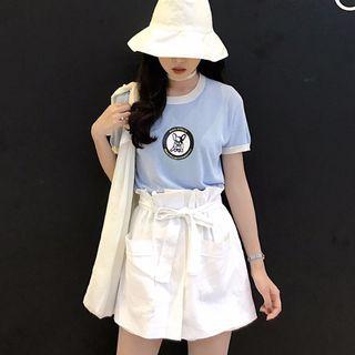 Short-sleeve Knit Top / Wide Leg Shorts