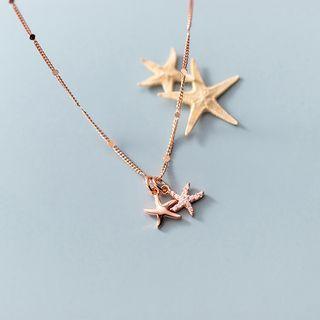 Sterling Silver Rhinestone Star Fish Necklace