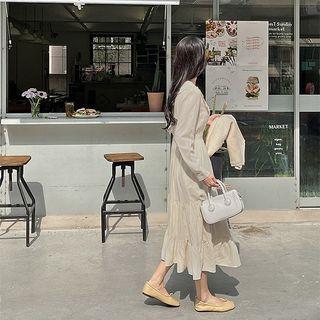 Frill-collar Tiered Midi Dress