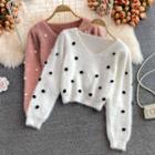 Pompom Detail V-neck Sweater