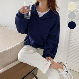 Collared Cotton Sweatshirt