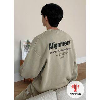 Letter-printed Pigment-washed Pullover