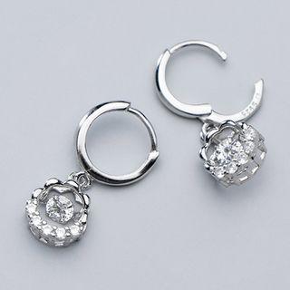 Rhinestone Dangle Earring 1 Pair - S925 Silver - Silver - One Size