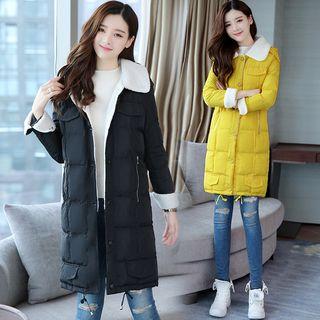 Fleece-lined Padded Button Coat