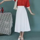 High-waist Plain A-line Dress Skirt