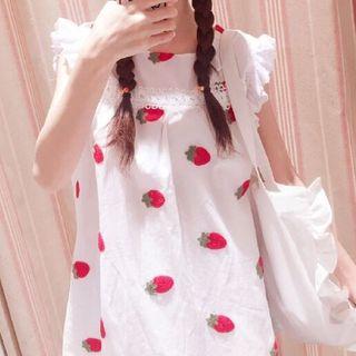 Sleeveless Strawberry Print Dress