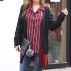 V-neck Two-tone Cardigan