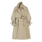 Double Breasted Plain Trench Coat / Waist Belt
