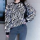 Zebra Print Pullover Zebra - Black & White - One Size