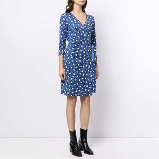 3/4-sleeve Dotted V-neck Sheath Dress