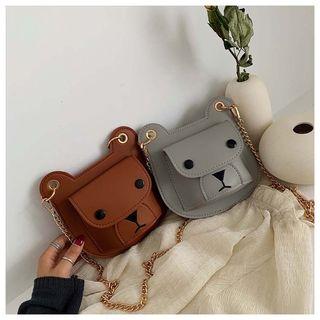 Faux Leather Bear Crossbody Bag