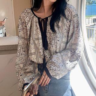 Balloon-sleeve Paisley Print Blouse