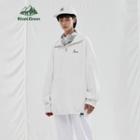 Unisex Zipper High-neck Embossed Pullover