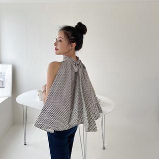 Geo Pattern Halter Blouse