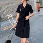 Short-sleeve Double Breasted Coat Dress