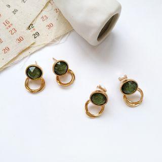 Rhinestone Hoop Earring / Clip-on Earring