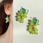 Faux Crystal Grapes Dangle Earring 1 Pair - Grape - Green - One Size
