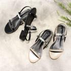 Metal Accent Faux Leather Sandals