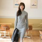 Mock-neck Cable-knit Dress