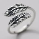 Feather Sterling Silver Open Ring Silver - One Size