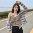 Asymmetrical Camisole Top / Striped Cardigan