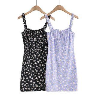 Ruffle Strap Floral Print Bodycon Dress