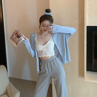 Spaghetti Strap Lace Top / Cardigan / Pants