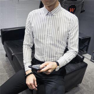 Long-sleeve Letter Striped Shirt