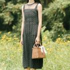 Set: Sleeveless Sheer Midi Dress + Strappy Dotted Midi Dress Black - One Size