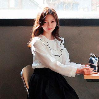 Stitched Frill-detail Blouse