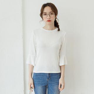 Ruffled-cuff Knit Top