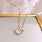 Rhinestone Leaf Pendant Necklace Gold - One Size