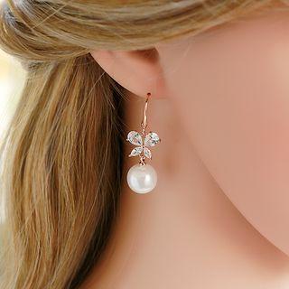 Rhinestone Faux Pearl Drop Earring
