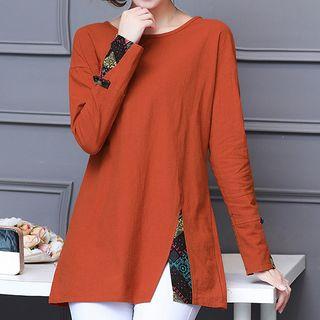 Pattern Panel Long-sleeve T-shirt