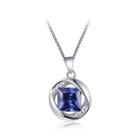 925 Sterling Silver December Birthday Stone Pendant With Blue Cubic Zircon And Necklace